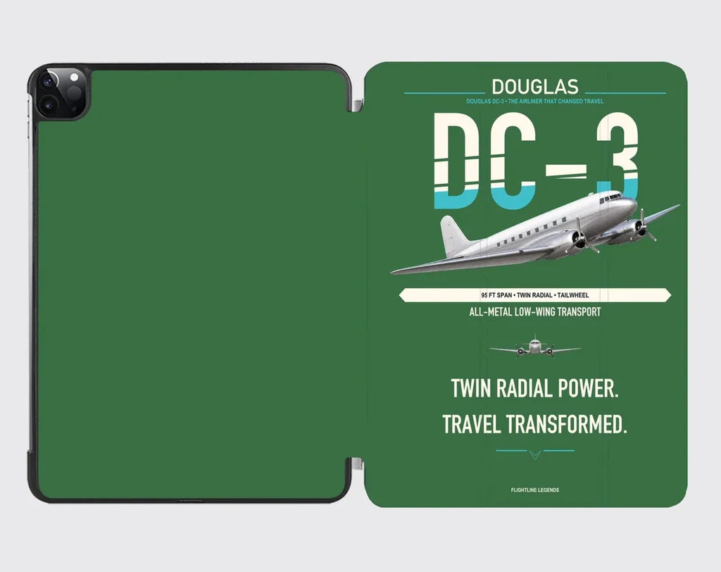 Douglas DC-3 design on green ipad tablet case