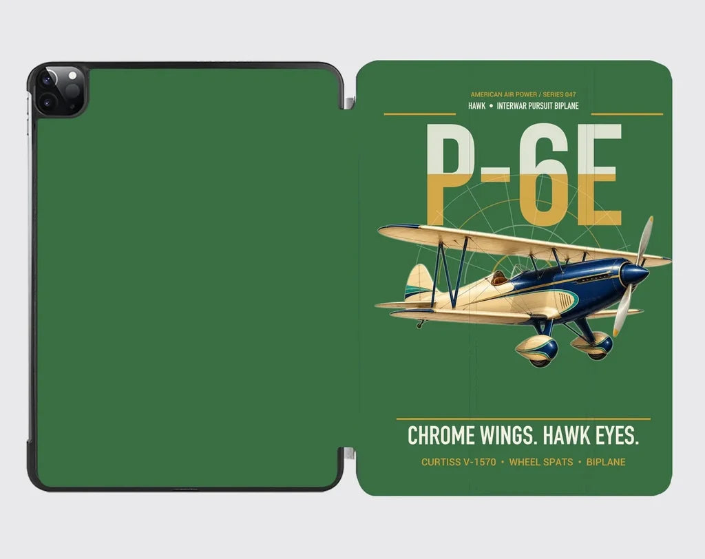 Curtiss P-6E Hawk design on green ipad tablet case