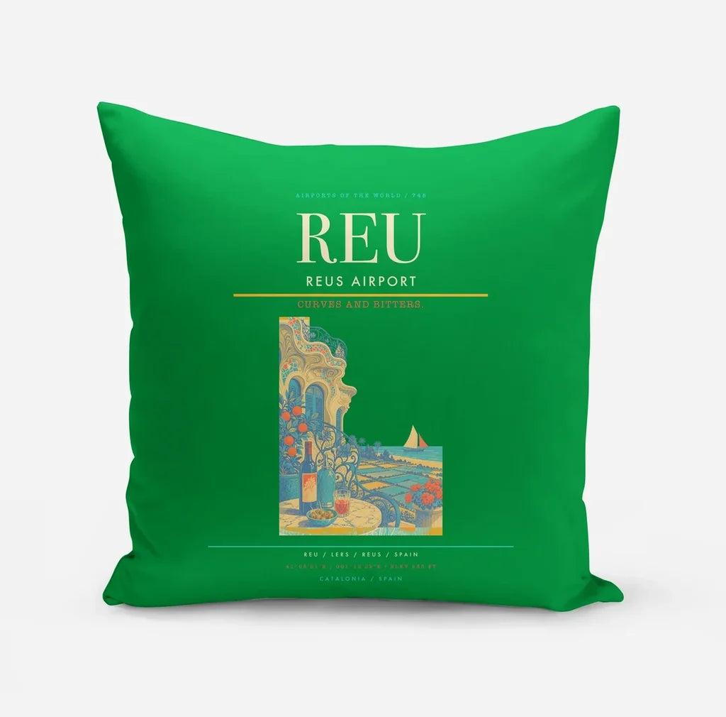 Reus Airport (REU) design on green pillow
