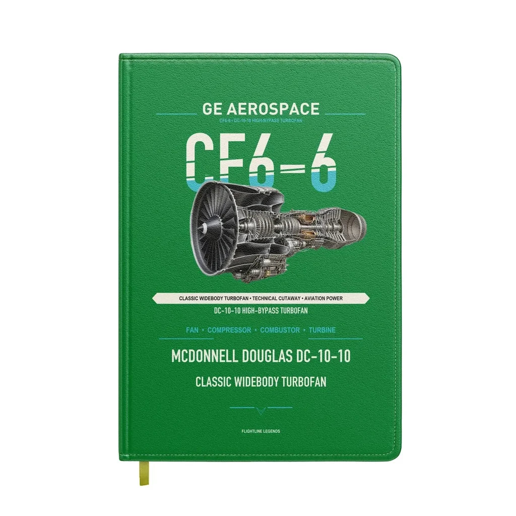 CF6-6 design on green notebook