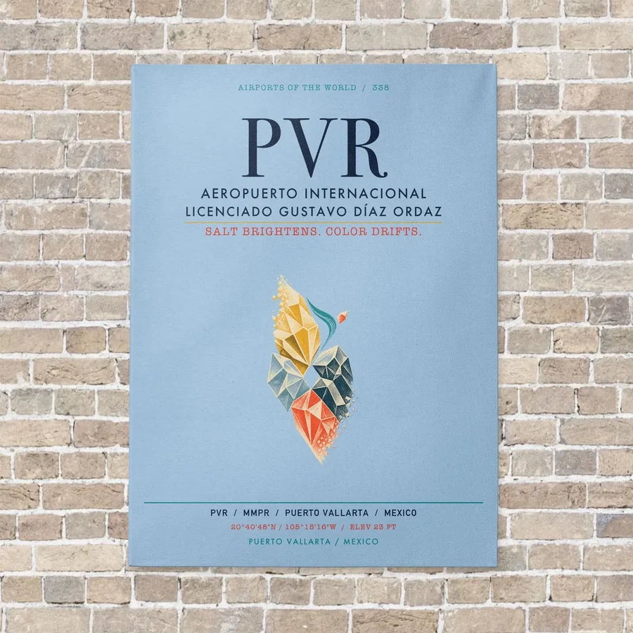 Aeropuerto Internacional Licenciado Gustavo Díaz Ordaz PVR vertical canvas print - no frame - light blue background