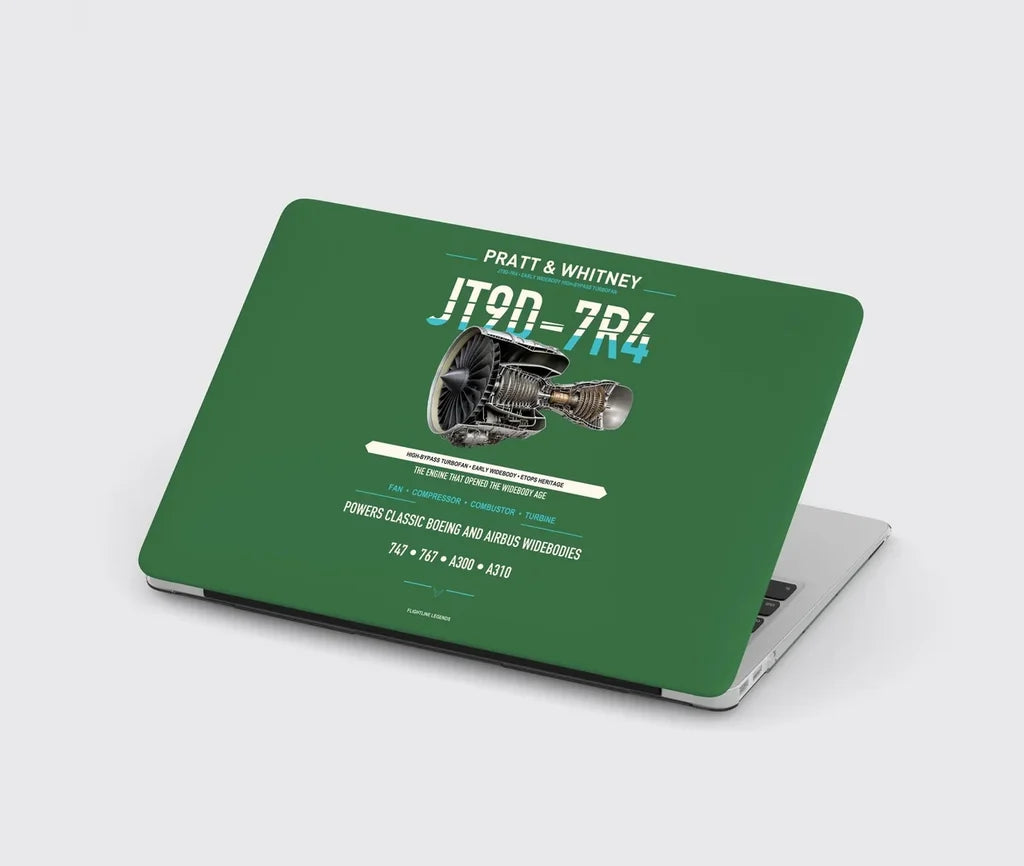 JT9D-7R4 design on green MacBook case