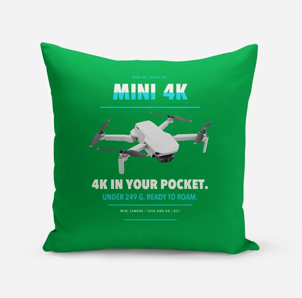 DJI Mini 4K design on green pillow