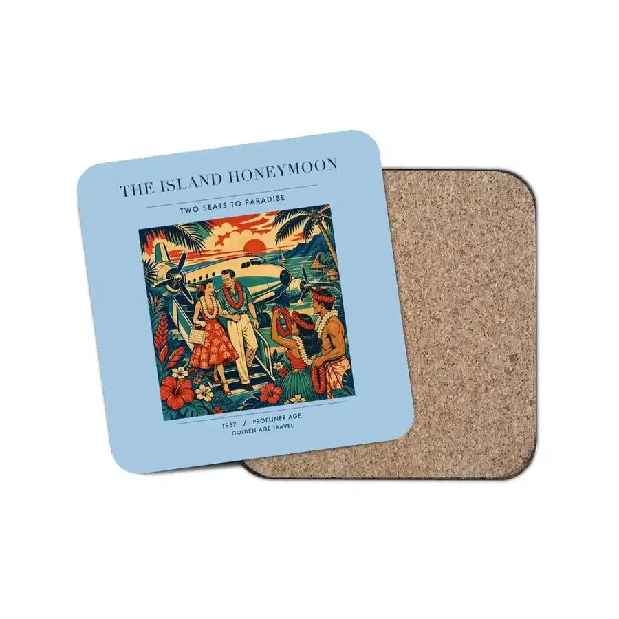 The Island Honeymoon - Designed Coasters design on light blue 1-piece