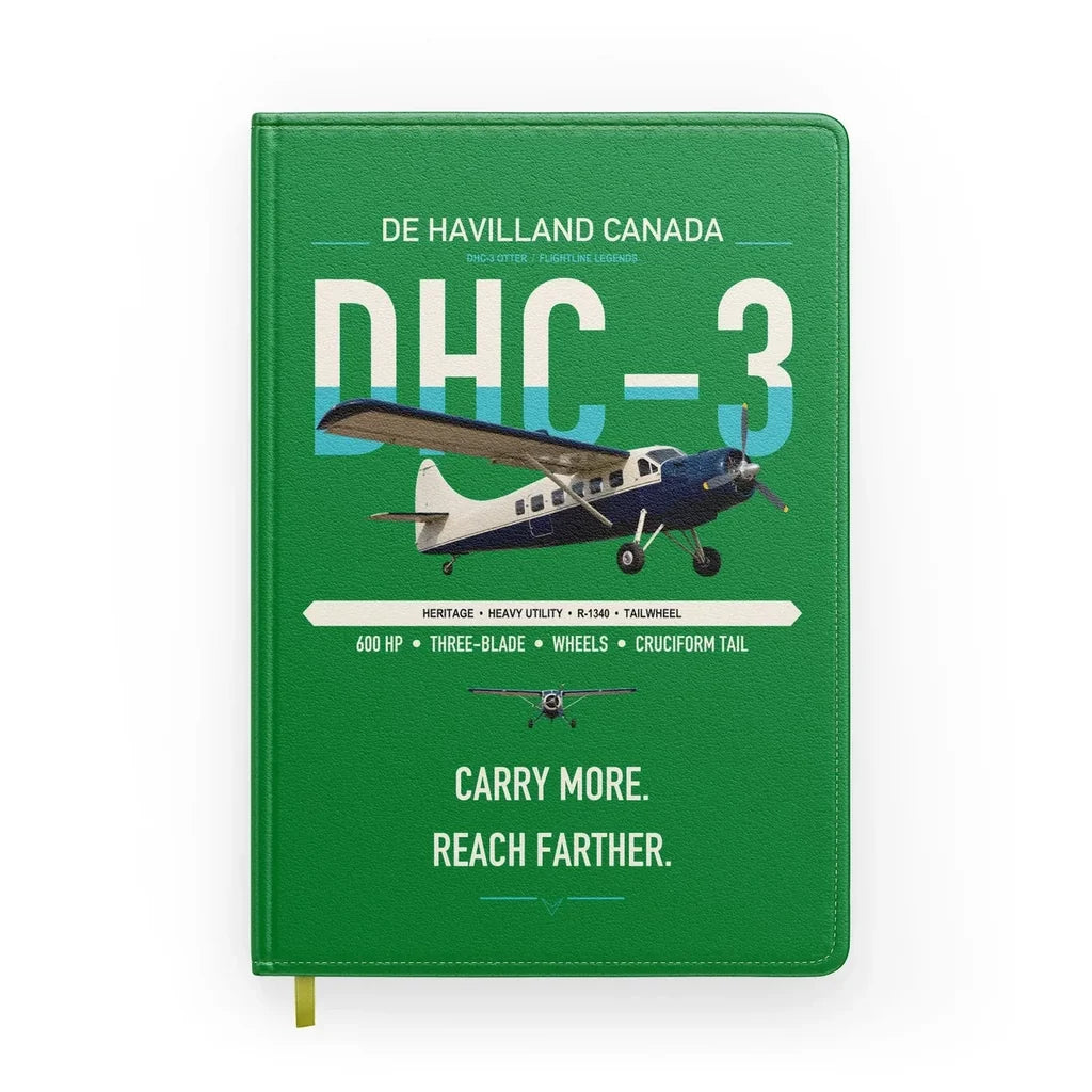 DHC-3 Otter design on green notebook