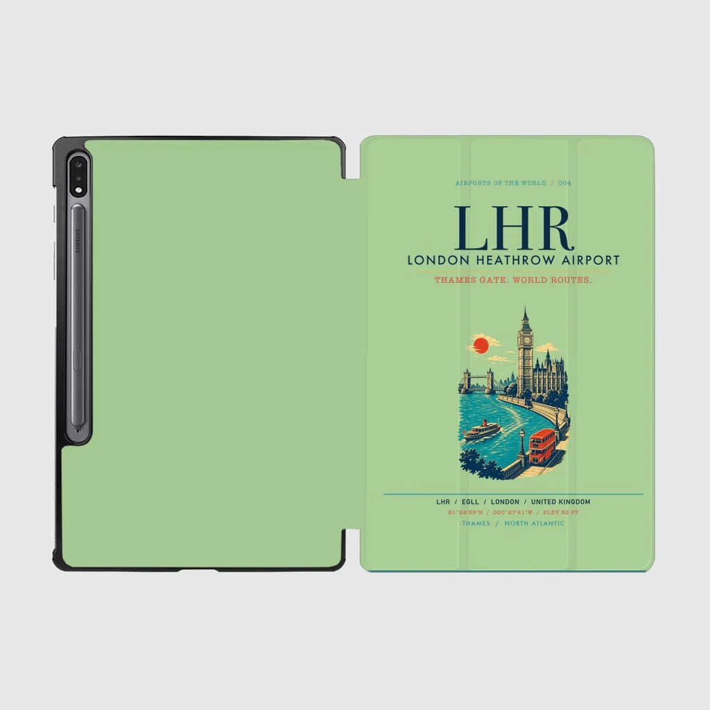 London Heathrow Airport (LHR) design on light green samsung tablet tablet case