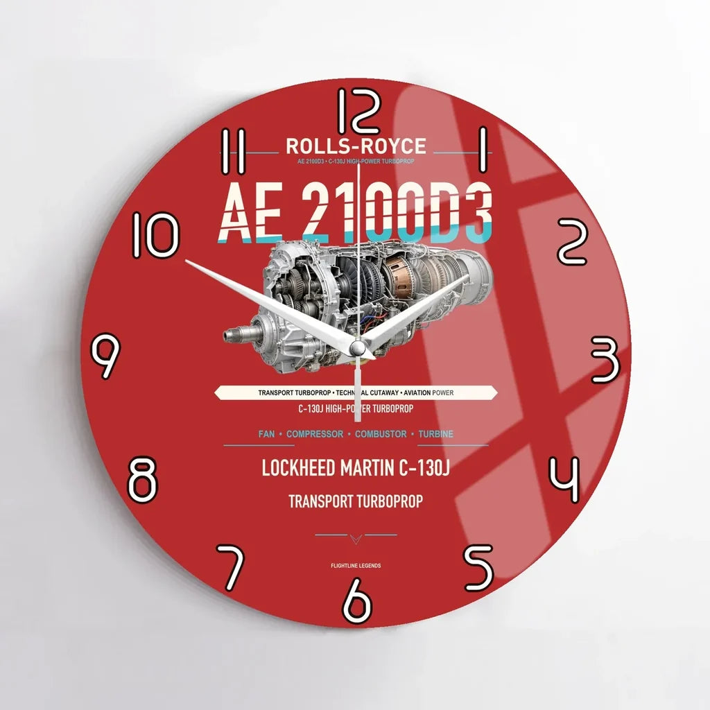 AE 2100D3 design on red no frame wall clock