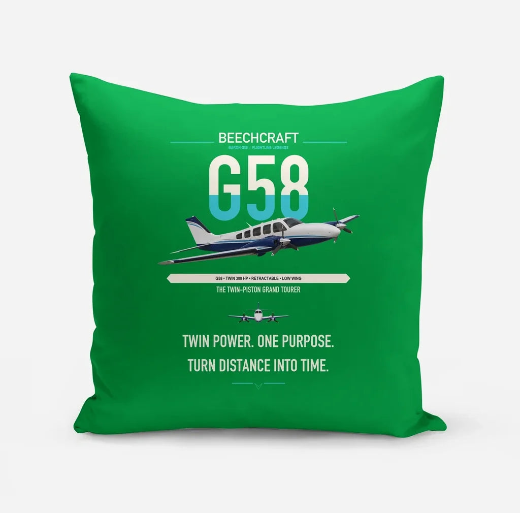 Beechcraft Baron G58 design on green pillow