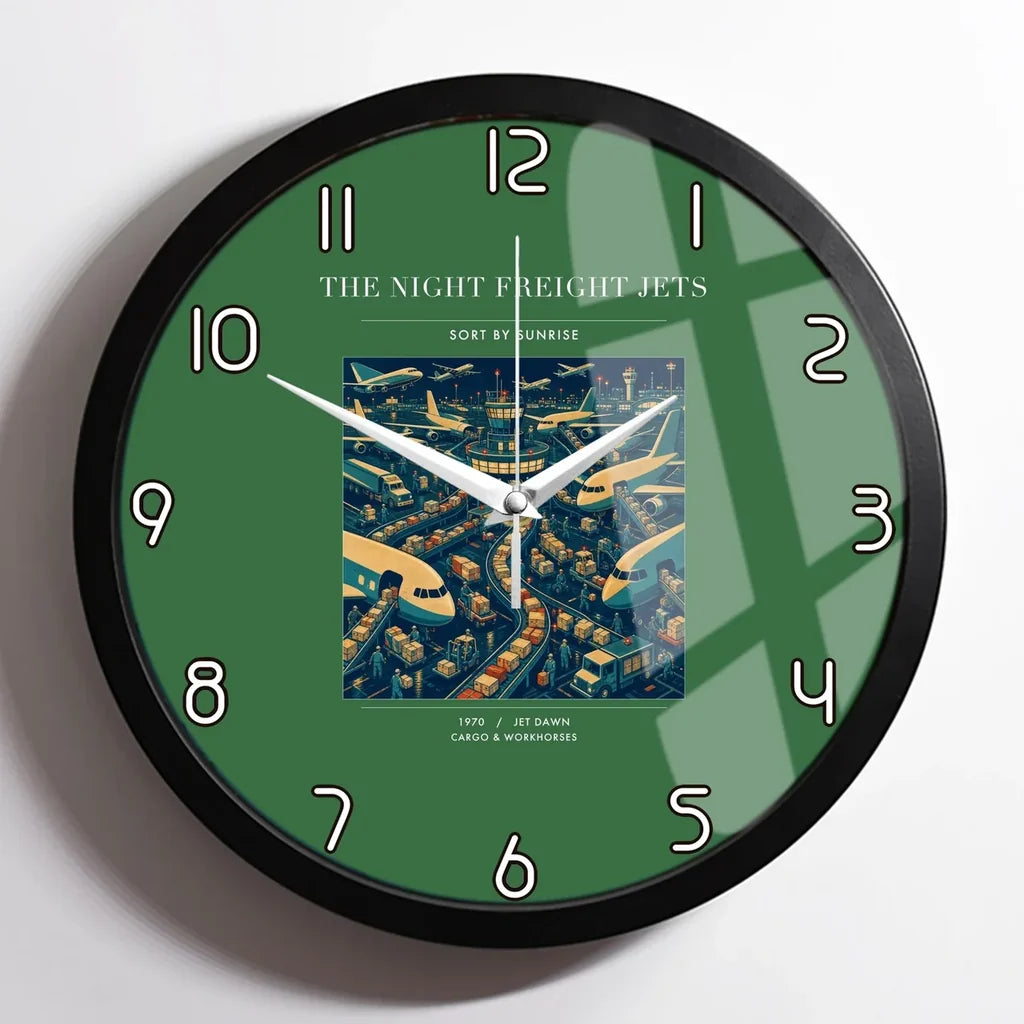 VINTAGE G4133 - The Night Freight Jets - Designed Wall Clocks design on green framed