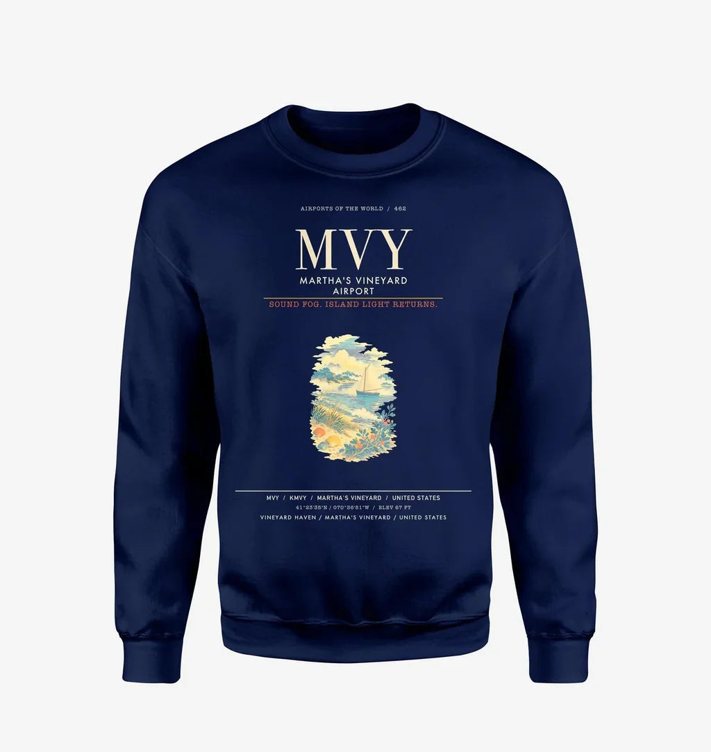 Martha's Vineyard Airport MVY Sweatshirt - Navy Blue