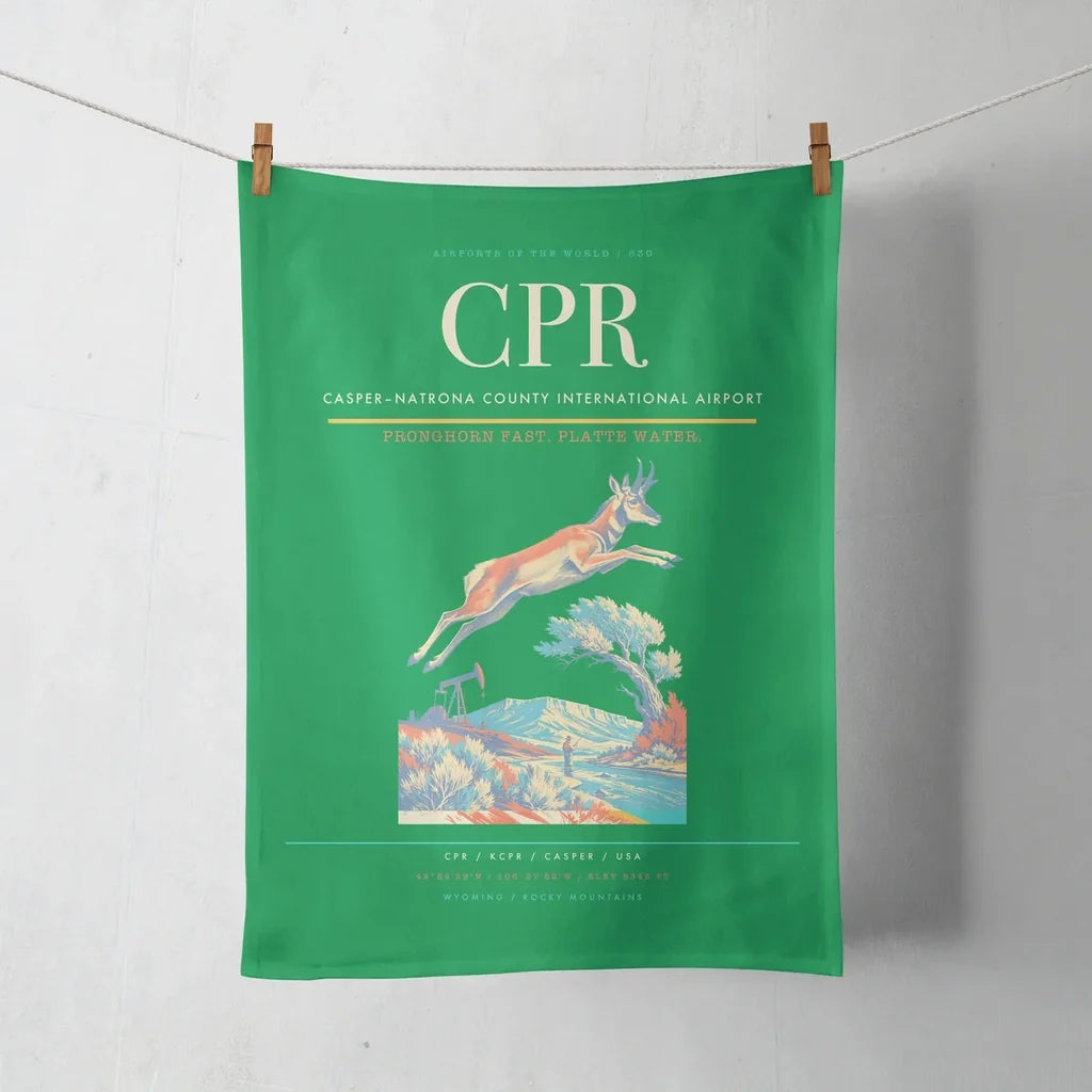 Casper–Natrona County International Airport (CPR) design on green towel