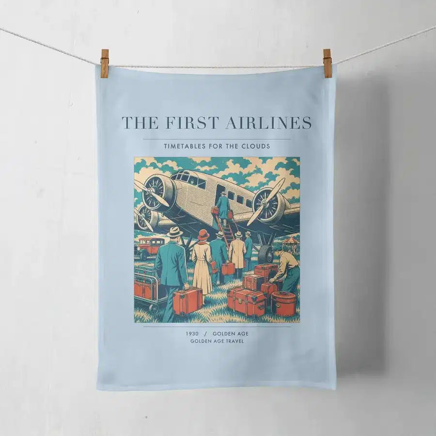 VINTAGE G4048 - The First Airlines - Designed Towels design on lightblue