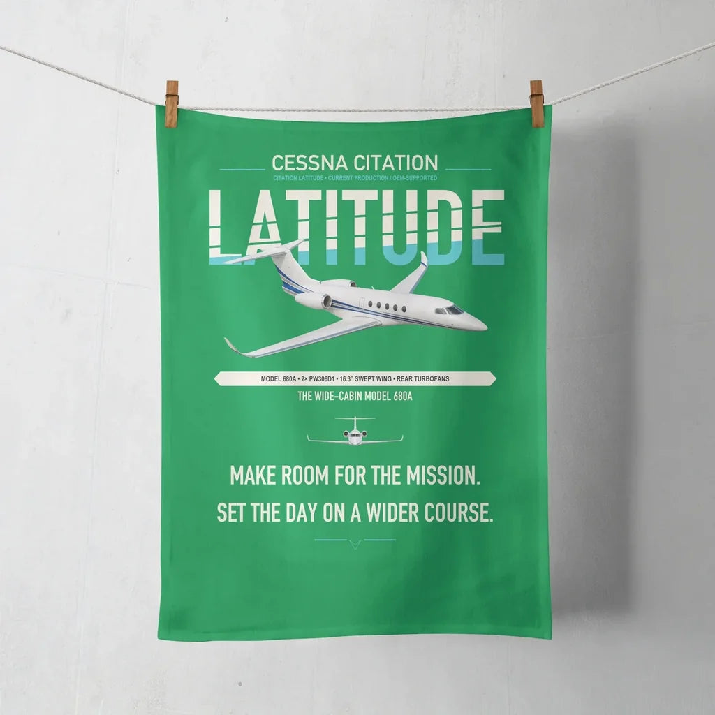 Cessna Citation Latitude design on green towel
