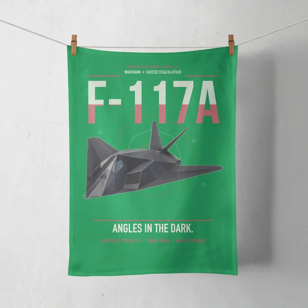 F-117A Nighthawk design on green towel