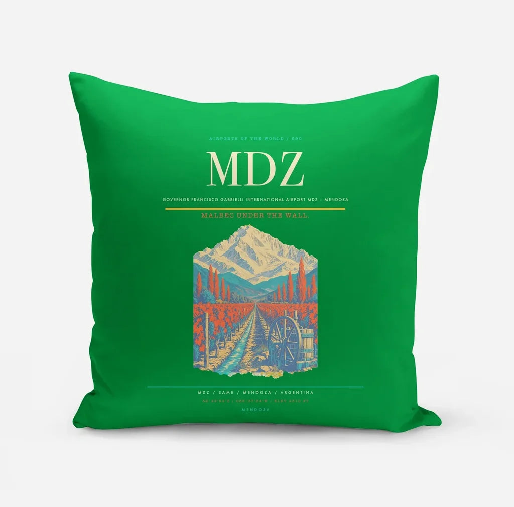Governor Francisco Gabrielli International Airport (MDZ) design on green pillow
