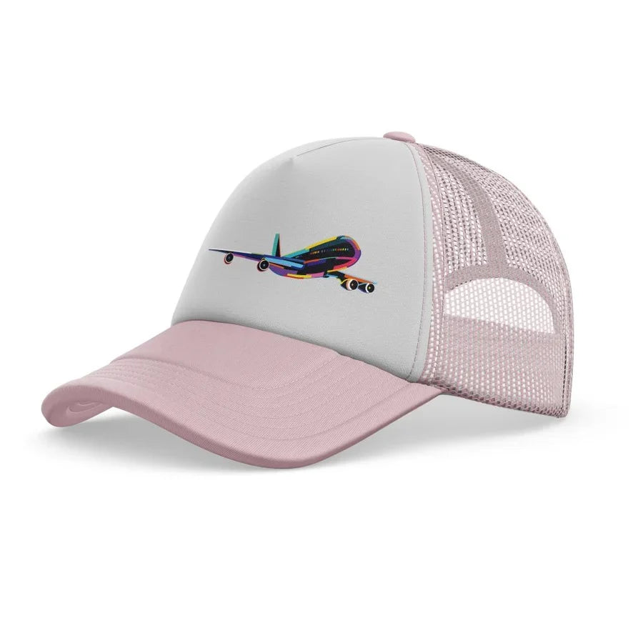Multicolor Airplane trucker cap - light pink