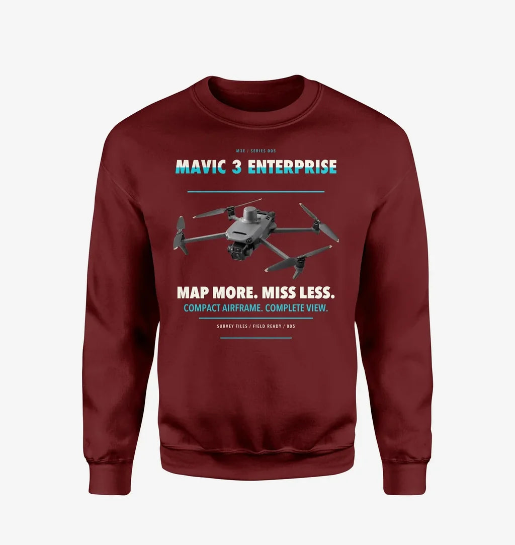 DJI Mavic 3 Enterprise design on wine red sweatshirt