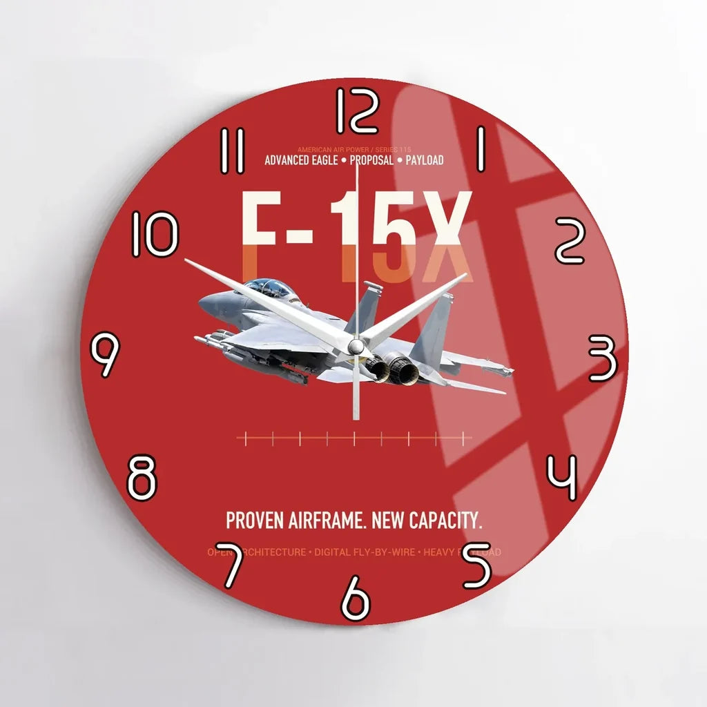 F-15X Advanced Eagle Proposal Proven Airframe New Capacity design on red no frame wall clock