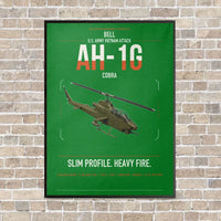 Thumbnail for Bell AH-1G Cobra vertical canvas print - framed - green background
