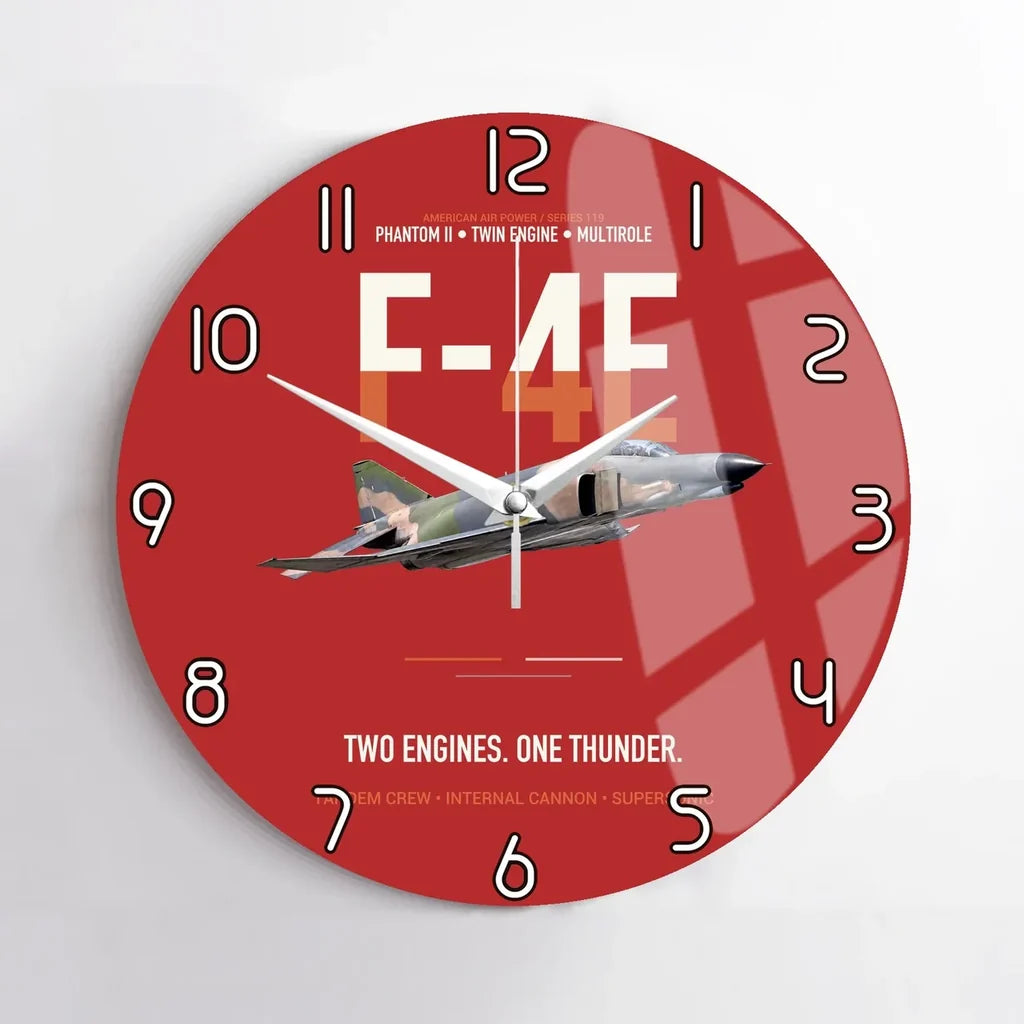 F-4E Phantom II Two Engines One Thunder design on red no frame wall clock