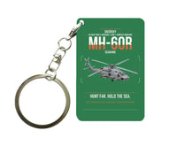 Thumbnail for Sikorsky MH-60R Seahawk design on green designed key chain, double-side print