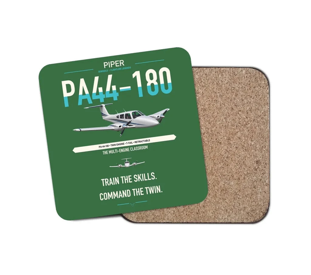Piper PA-44-180 Seminole design on green 1 piece coaster