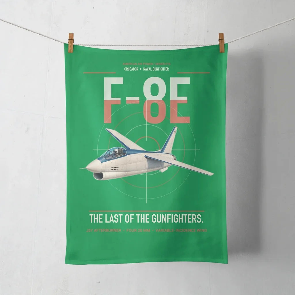 F-8E Crusader design on green towel
