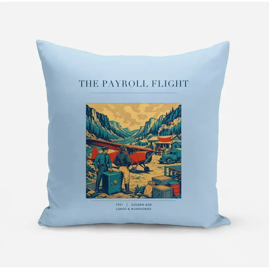VINTAGE G4413 - The Payroll Flight - Designed Pillows design on lightblue