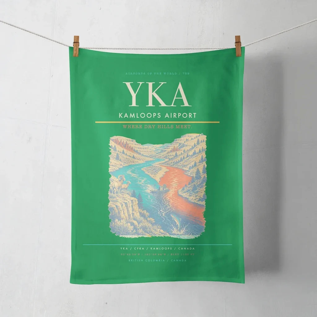 Kamloops Airport (YKA) design on green towel