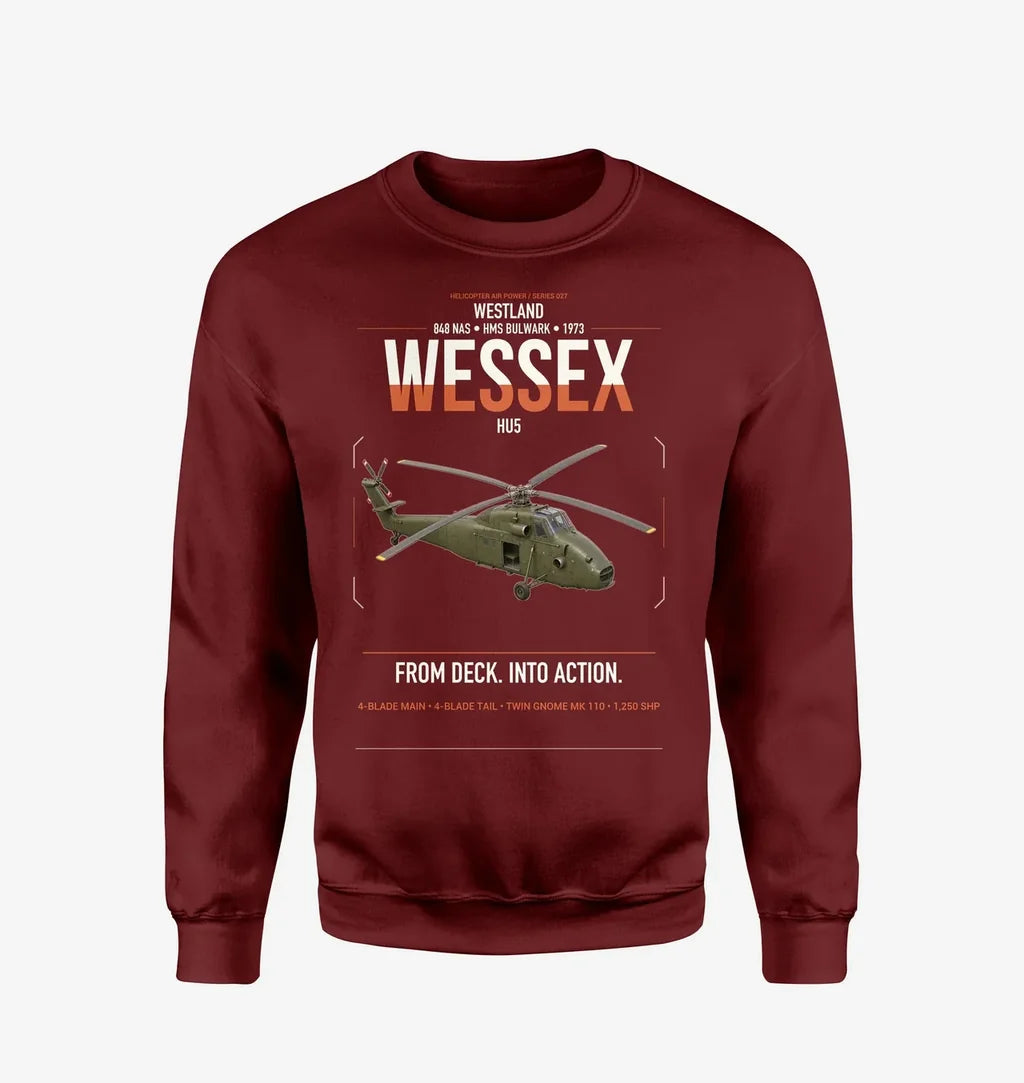 Westland Wessex HU5 design on wine red sweatshirt