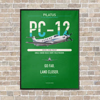 Thumbnail for Pilatus PC-12 PRO vertical canvas print - framed - green background