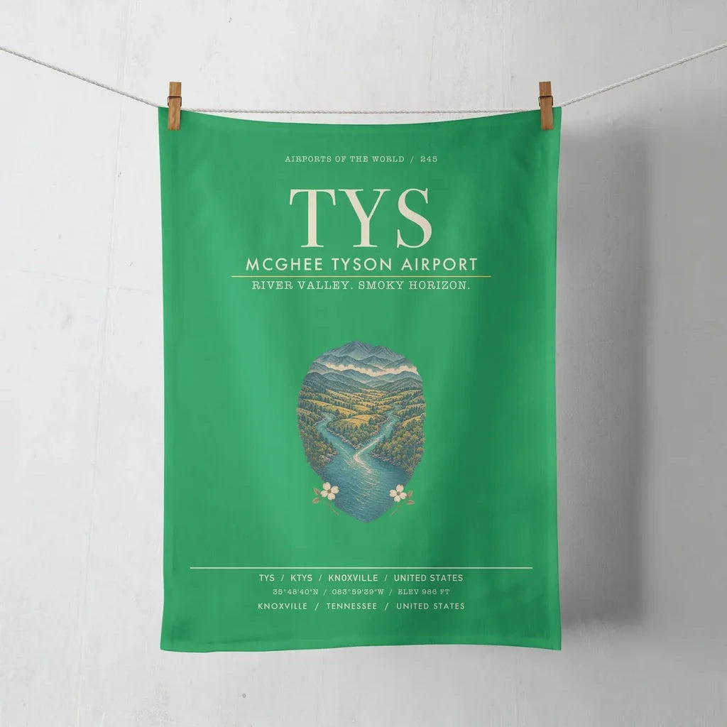 McGhee Tyson Airport Knoxville (TYS) design on green towel