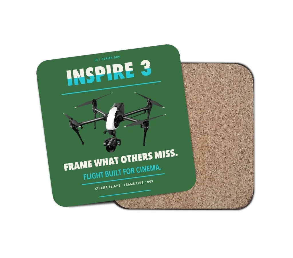 DJI Inspire 3 design on green 1 piece coaster