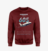 Thumbnail for Bombardier Challenger 605 design on wine red sweatshirt