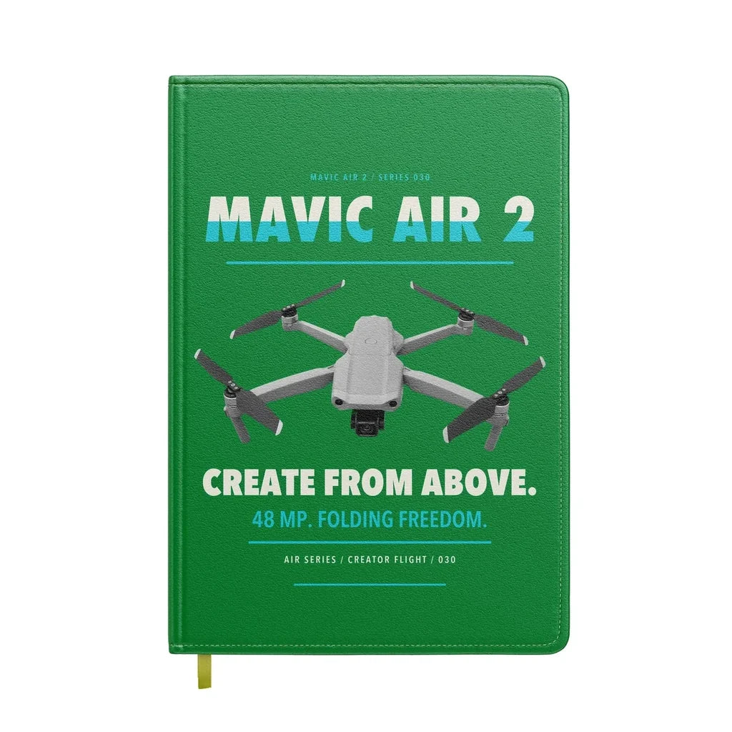 DJI Mavic Air 2 design on green notebook
