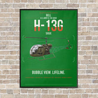 Thumbnail for Bell H-13G Sioux vertical canvas print - framed - green background