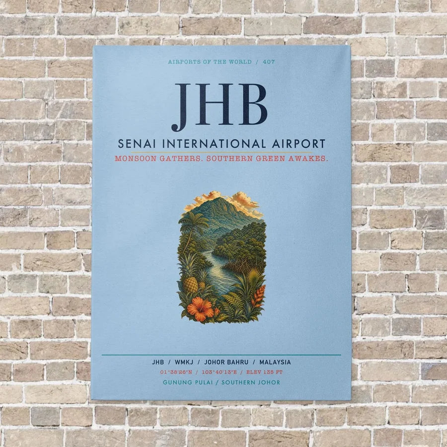 Senai International Airport JHB vertical canvas print - no frame - light blue background