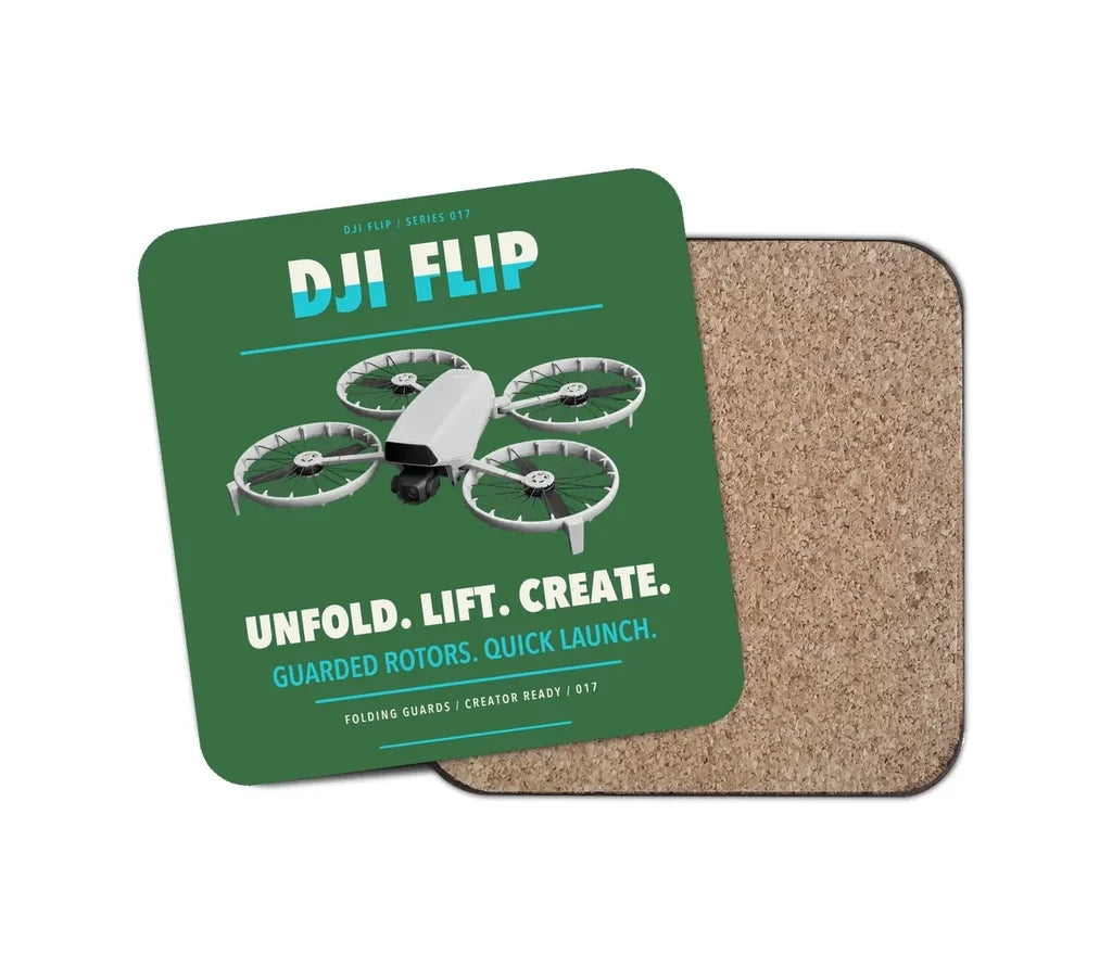 DJI Flip design on green 1 piece coaster