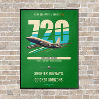 Thumbnail for Boeing 720B vertical canvas print - framed - green background