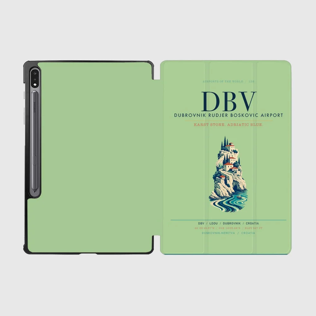 Dubrovnik Ruđer Bošković Airport (DBV) design on light green samsung tablet tablet case