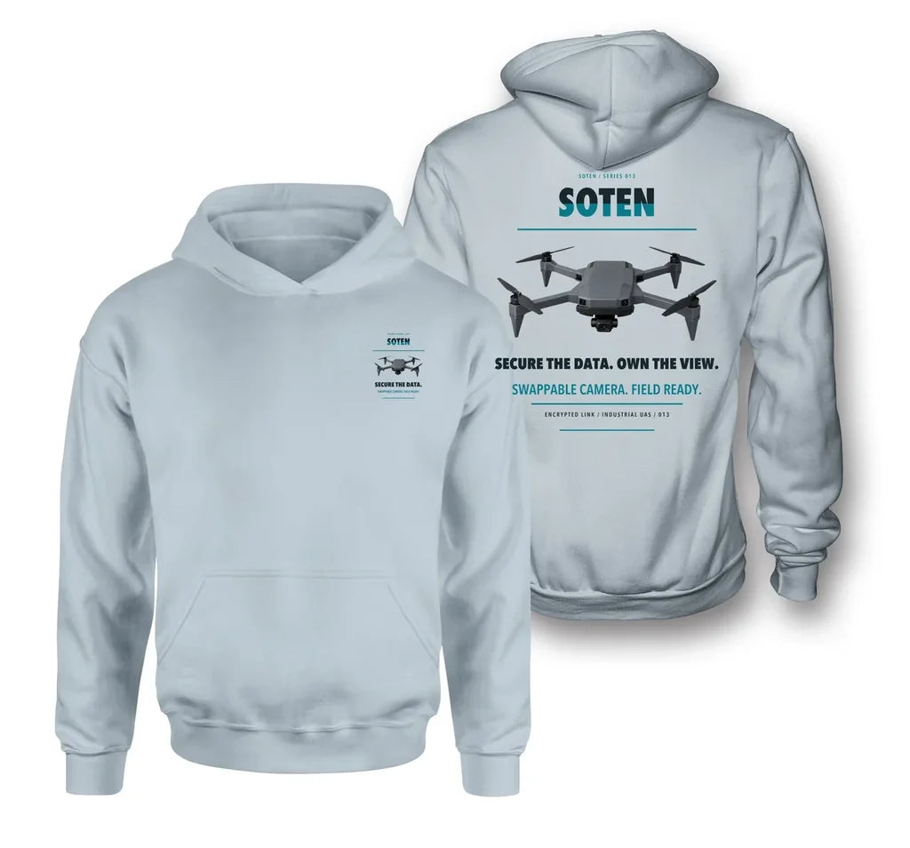 ACSL SOTEN design on light blue hoodie