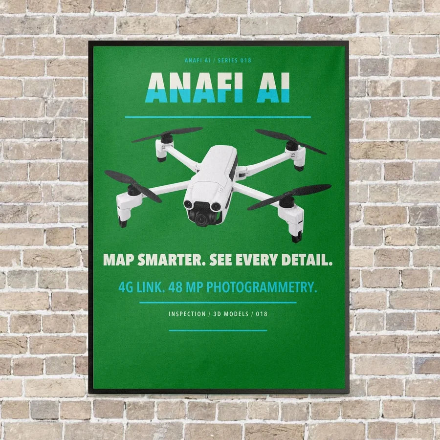 Parrot ANAFI Ai vertical canvas print - framed - green background