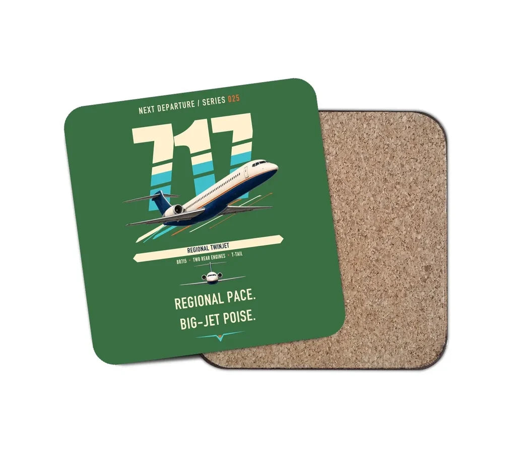 Boeing 717-200 design on green 1 piece coaster