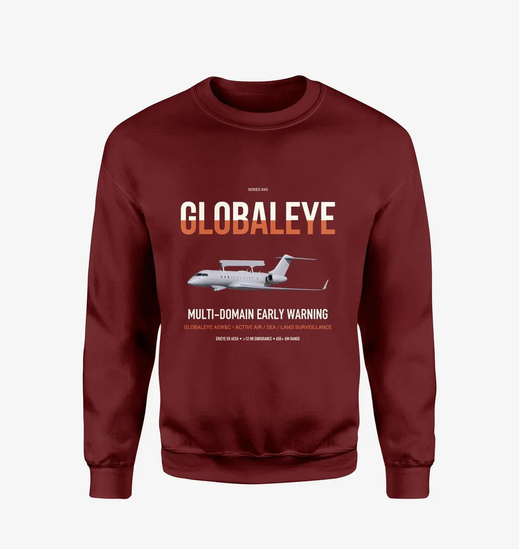 Saab GlobalEye design on wine red sweatshirt