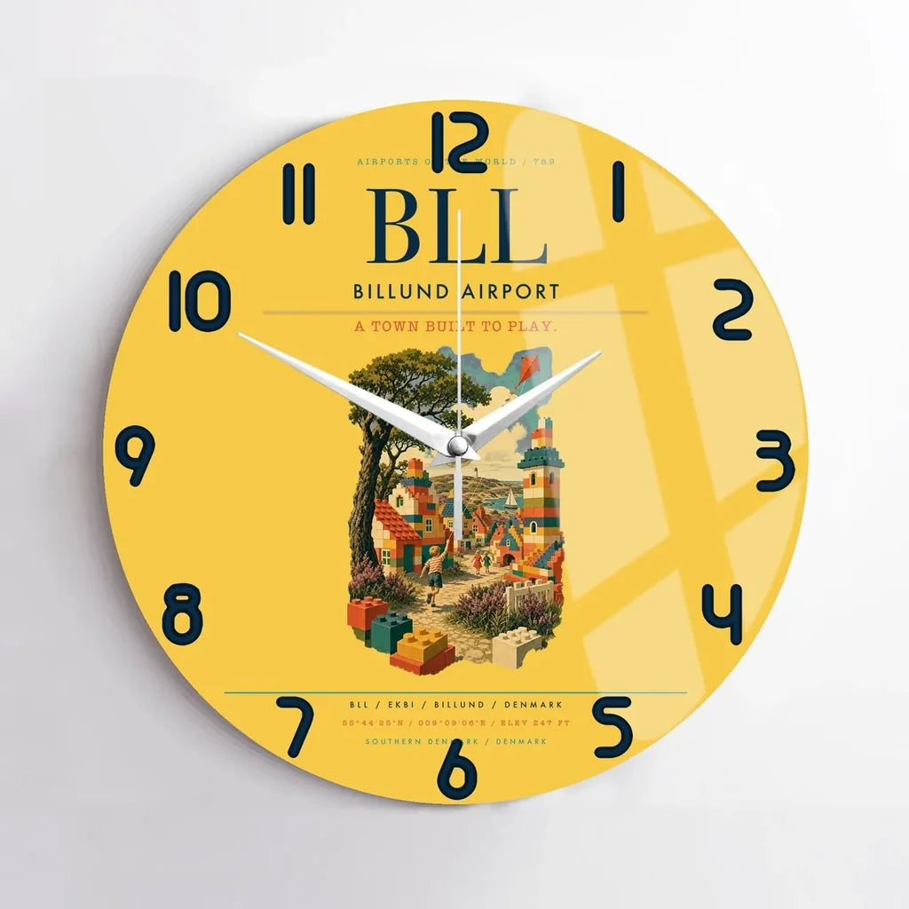 Billund Airport BLL Wall-Clock No-Frame - Yellow