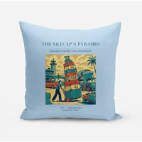 Thumbnail for VINTAGE G4379 - The Skycap's Pyramid - Designed Pillows design on lightblue