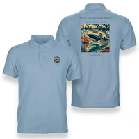 Thumbnail for VINTAGE G4280 - The Glassy Water Warning - Double-Side Polo T-Shirt design on lightblue