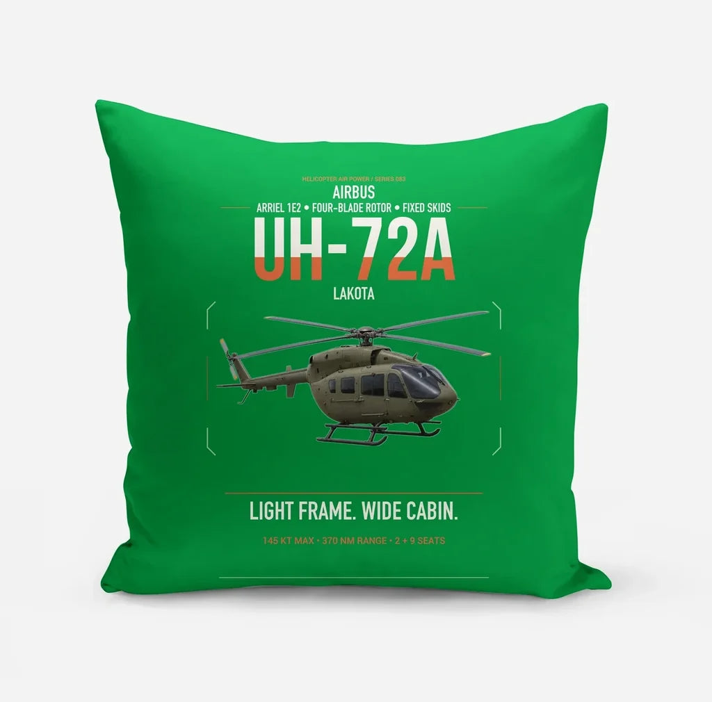 Airbus UH-72A Lakota design on green pillow