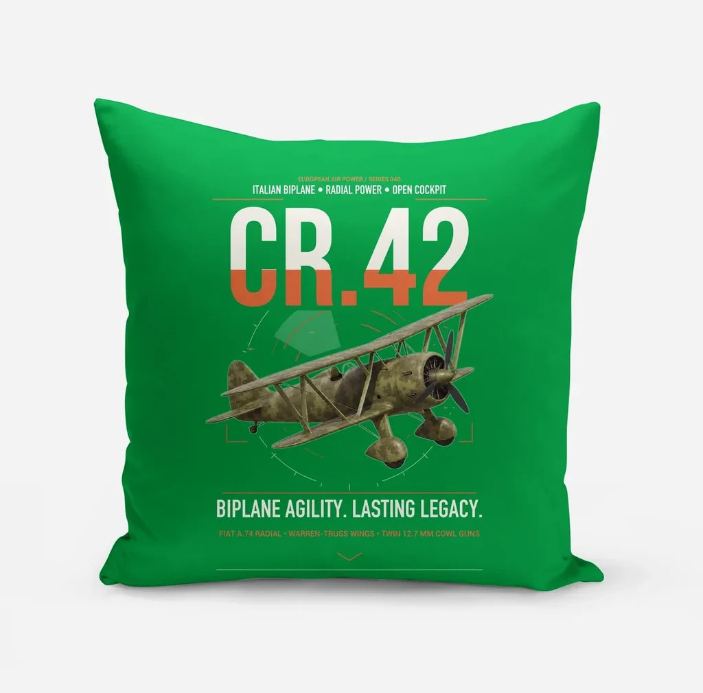 Fiat CR.42 Falco design on green pillow