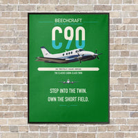 Thumbnail for Beechcraft King Air C90 vertical canvas print - framed - green background